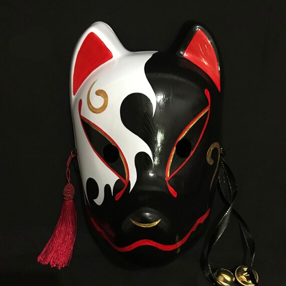 Kitsune Mask Lunar Eclipse Japanese Fox Mask Etsy