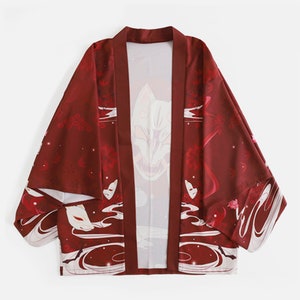 Kimono Jacket Evil Oni Kitsune Kimono Cardigan - Etsy
