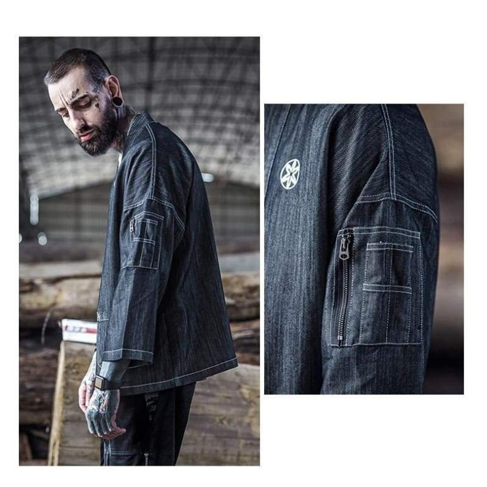 Men Denim Kimono Jacket Denim Jacket for Men Etsy