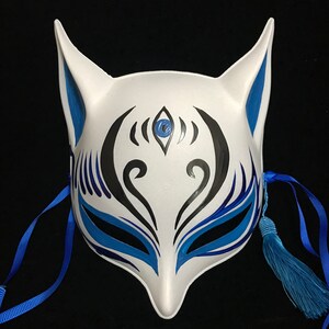 Kitsune Mask the Third Eye in Blue / Sharp Ears Japanese Fox Mask -   Norway