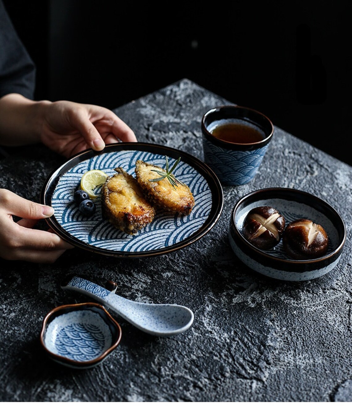 Handmade Japanese Ceramic Dining Tableware 5 Pieces Set Etsy