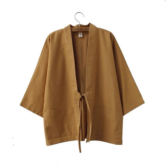 KitsuneCostume Khaki Traditional Japanese Style Women's Kimono Jacket Haori