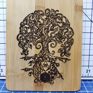 D&D Themed Laser Engraved - Bamboo Cutting Board with Handle - DND- Dungeons and Dragons - Game Accessories - RPG - D20