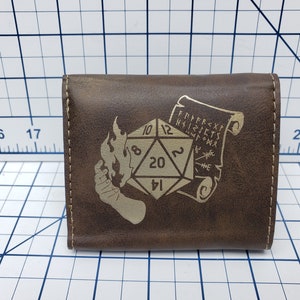 Dungeons and Dragons Class Icons with D20 - Trifold Wallet - Laser Engraved - Leatherette - D&D Themed