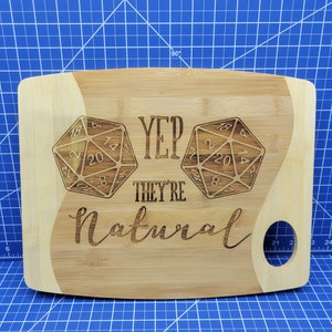 D&D Themed Laser Engraved - Bamboo Two Tone Cutting Board with Handle - DND- Dungeons and Dragons - Game Accessories - RPG - D20