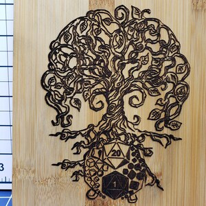 D&D Themed Laser Engraved - Premium Maple Cutting Board with Handle - DND- Dungeons and Dragons - Game Accessories - RPG - D20