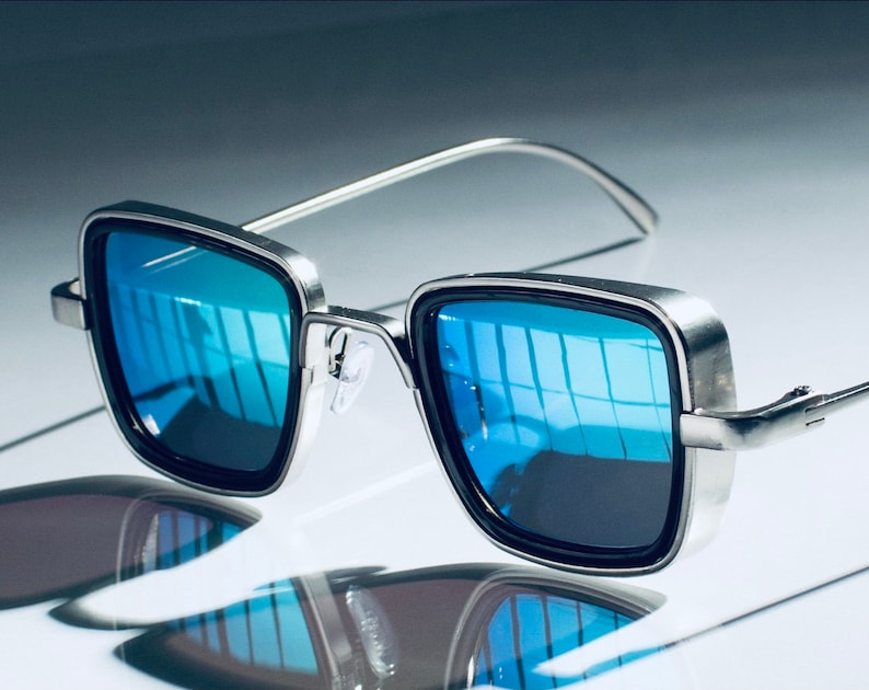 Ocean Blue Mirror Retro Square Sunglass for Men's & Women's