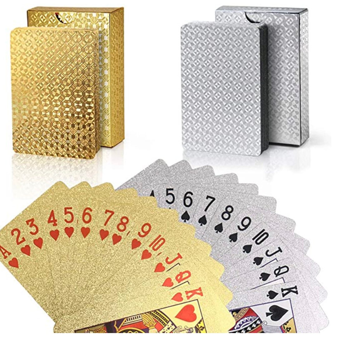 2 Sets gold & Silver Decks / 54 Pcs Cards Deck Waterproof - Etsy