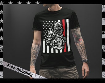 Thin Red Line Fire Fighter Shirt, Support the Fire Fighters, Support First Responders T-Shirt, Gift for Him, Gift for Her
