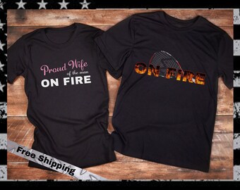 Proud Wife Of The Man On Fire Racquetball Women's Fitted Shirt, Women's Slim fit Racquetball T-Shirt, Racquetball Shirt for Women