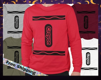 Crayon Shirt, Funny Group Family Teacher Team Halloween Long Shirt for Men & Women