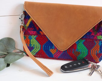 Guatemalan Huipil Leather Wristlet Womens Leather Fabric - Etsy