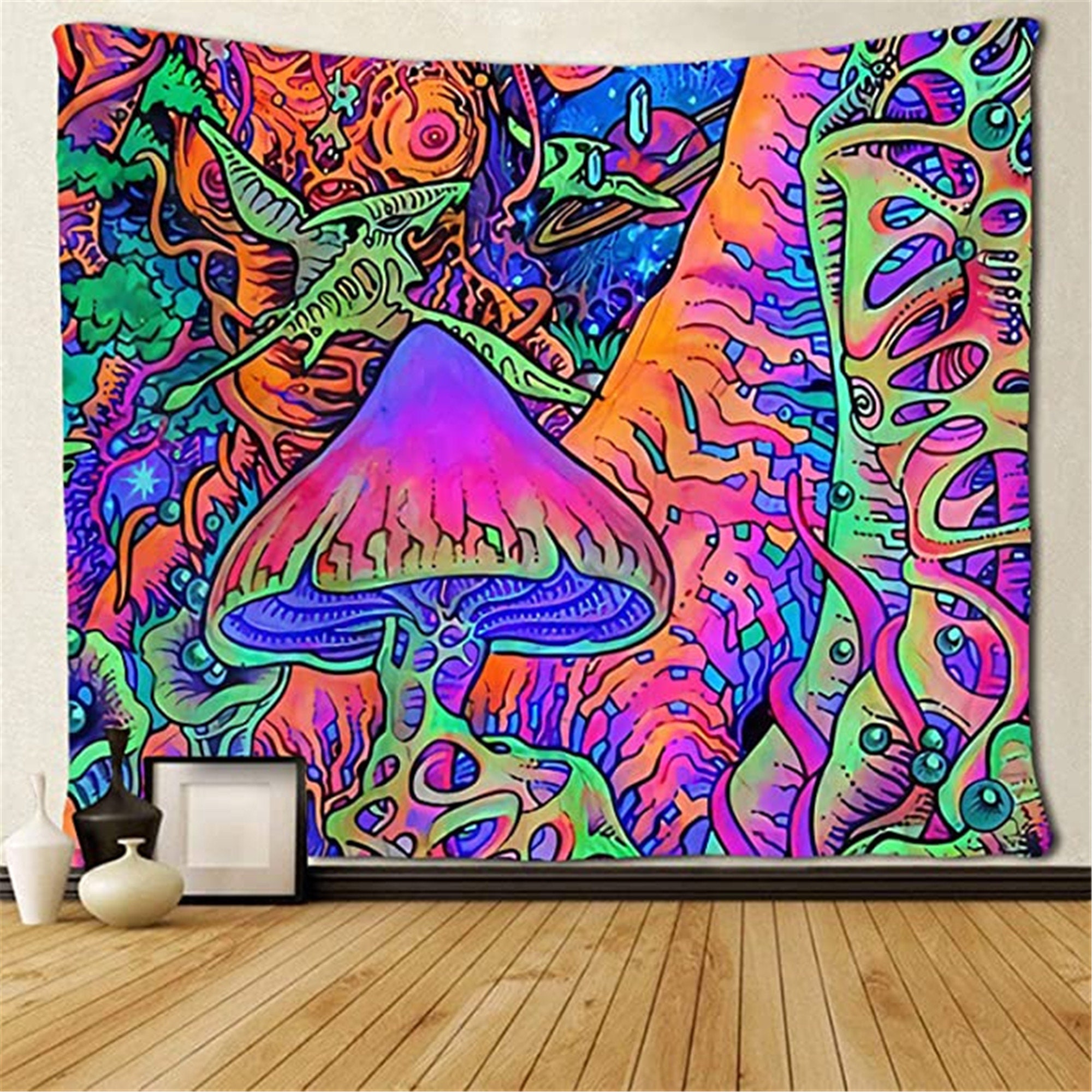 Colorful MushroomTapestries Colorful Psychedelic Mushroom Etsy