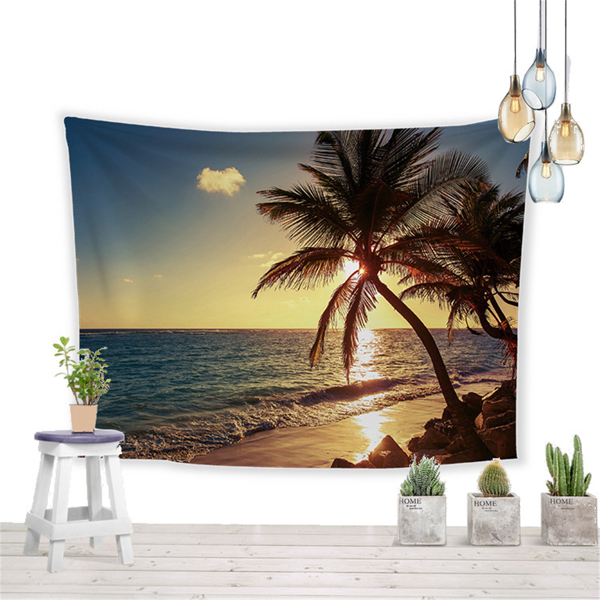 Seaside Sunset Tapestry Beach Evening Tapestry Landscape  Etsy