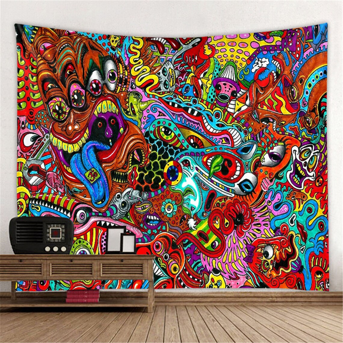 Demon Tapestry Hippie Tapestry Colorful Trippy Tapestry Etsy