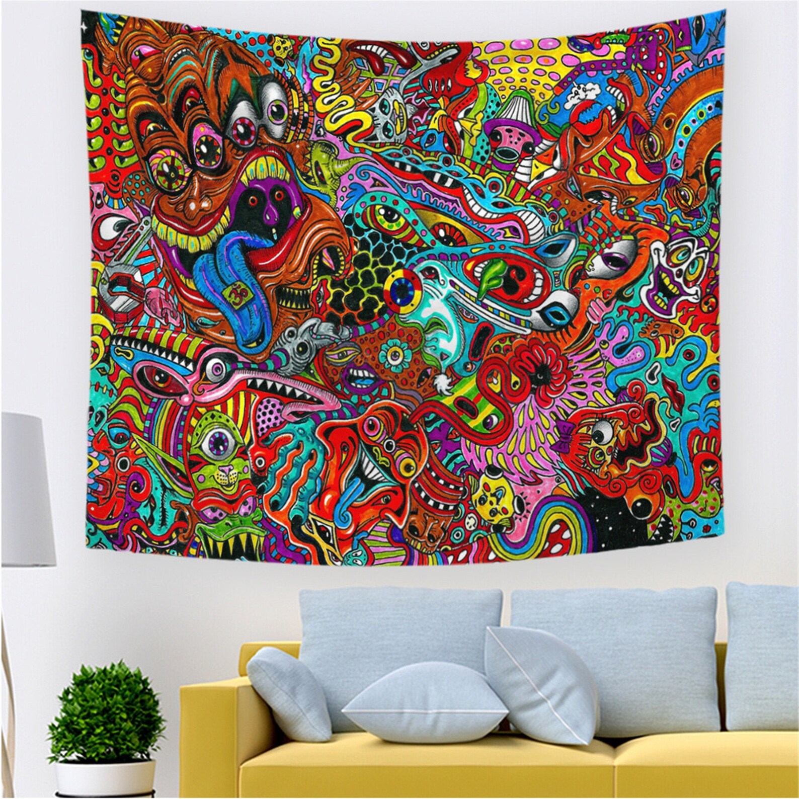 Demon Tapestry Hippie Tapestry Colorful Trippy Tapestry Etsy