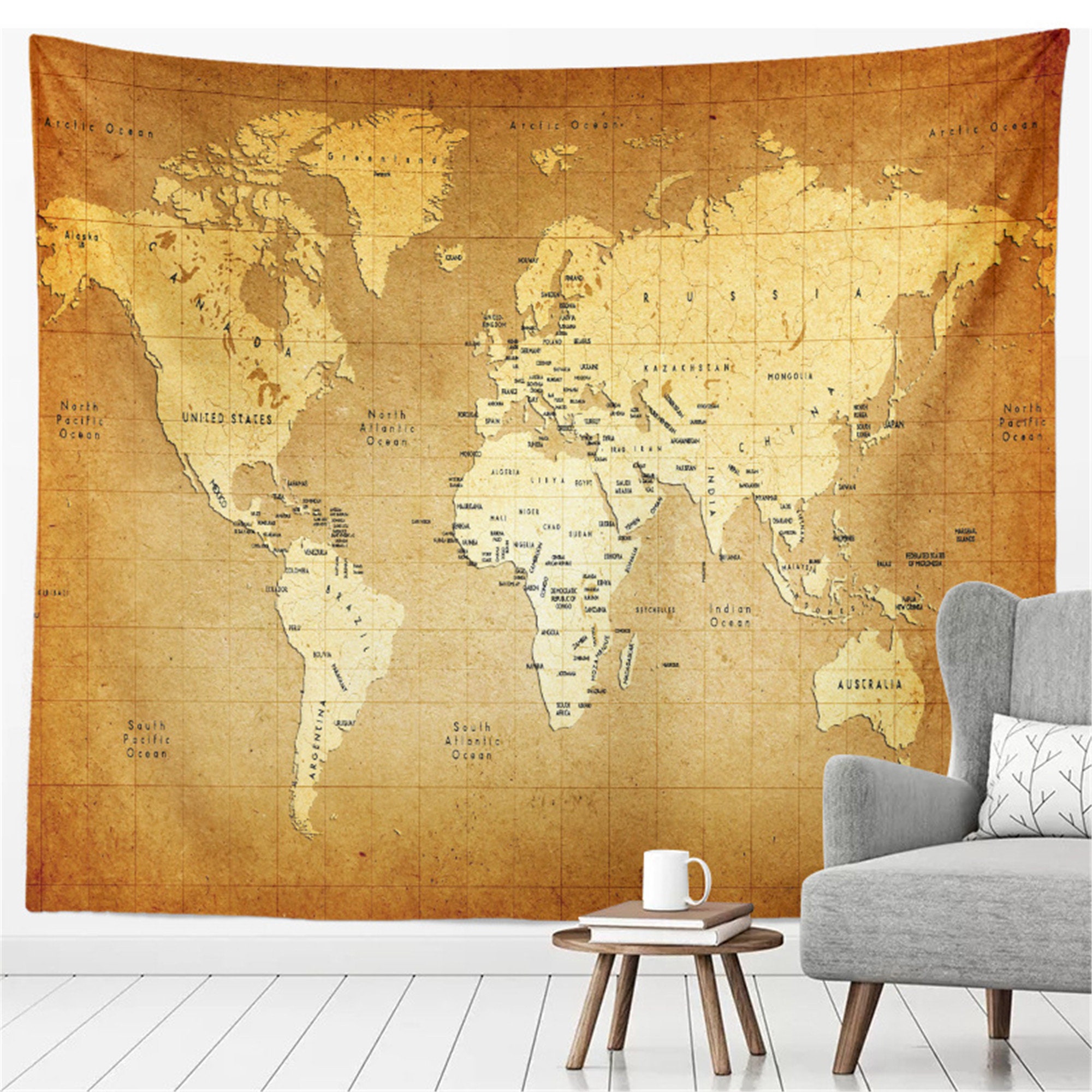 Vintage Map Tapestry World Map Tapestry Fantasy Tapestry  Etsy