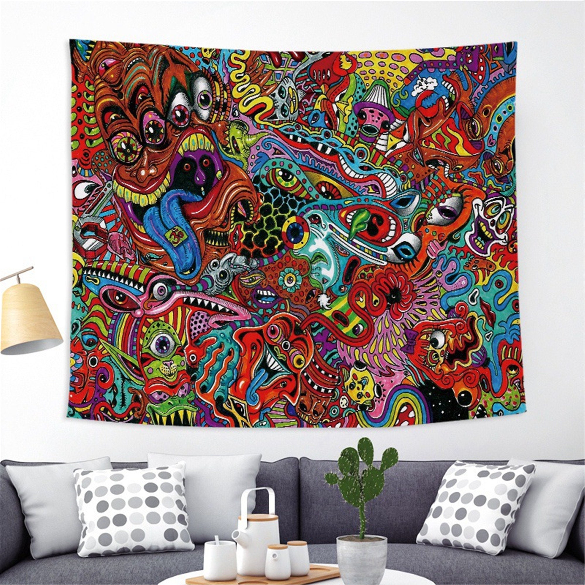 Demon Tapestry Hippie Tapestry Colorful Trippy Tapestry Etsy