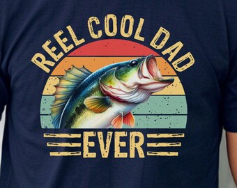 Funny Fishing Dad Shirt, Reel Cool Dad Ever Tee, Bass Fishing Gift for Fisherman, Fathers Day Gift for Dad, Vintage Fishing Shirt