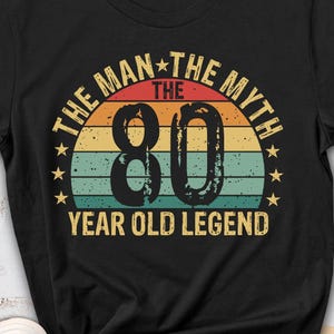 80th birthday men shirt, legend birthday shirt, vintage t-shirt,  gift ideas for him, old school dad gift, 80 years birthday outfit for men