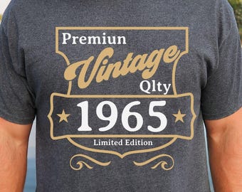 1965 Premium Vintage Shirt, 60th Birthday Gift for Men, Limited Edition Birthday Tee, Personalized Birth Year Shirt, Custom Year Available