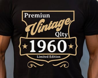 1960 Premium Vintage Shirt, 65th Birthday Gift for Men, Limited Edition Birthday Tee, Personalized Birth Year Shirt, Custom Year Available
