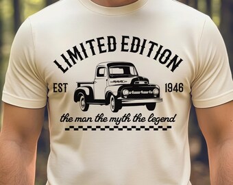 Vintage Pickup Truck Shirt, Hot Rod Muscle Car Tee, The Man Myth Legend Shirt, Custom Year Birthday Gift for Him, Old School Truck Tee