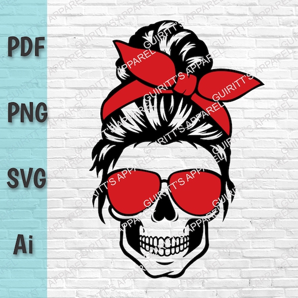 Messy bun SVG, mom life svg, messy bun skull svg, png instant download