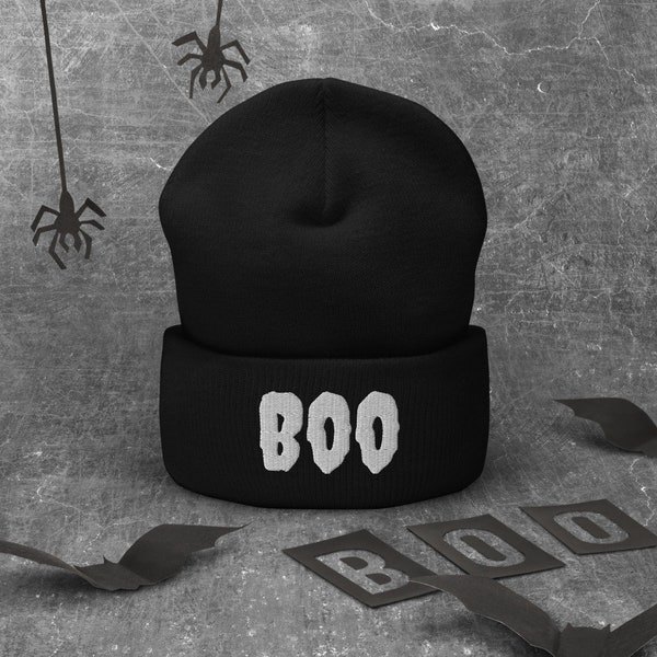 Boo halloween embroidered Cuffed Beanie | halloween accesories