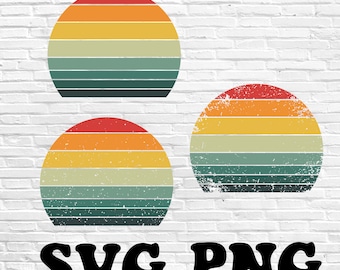 Sunset vintage png, retro sunset png, svg