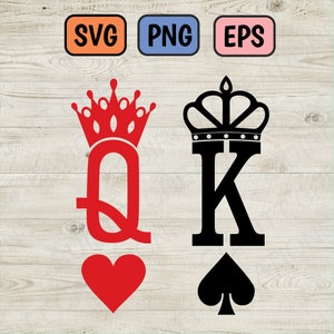King and Queen SVG download file | king of spades svg queen of hearts svg | king and queen png