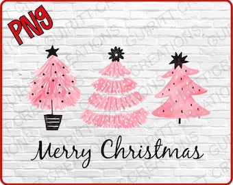 albero di Natale allegro png / albero di Natale rosa / sfondo nero trasparente png