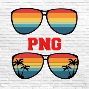 retro vintage sunset sunglasses png, retro sunset png, vintage sunglasses sunset sublimation file, instant download beach sunglasses sunrise