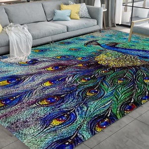 Latch Hook Rug Kits Seaside Eagle Carpet Needlework Package Latch Hook Kit DIY Latch Kits Rug for Adults/Kids Home Decor