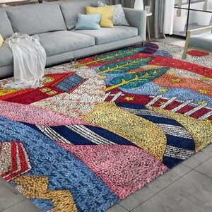 Cartoon Landschaft Latch Hook Teppich Kits Plüsch Wand Tapisserie Kits DIY Teppich Teppich Chunky Garn Kunst Kissen Häkeln Bodenmatte Handwerk