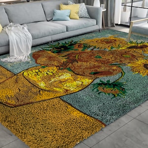 Sunflower Latch Hook Rug Kits Carpet Embroidery Latch Hook Rug Needlework Button Package DIY Rugs Hook Rug Point Rug