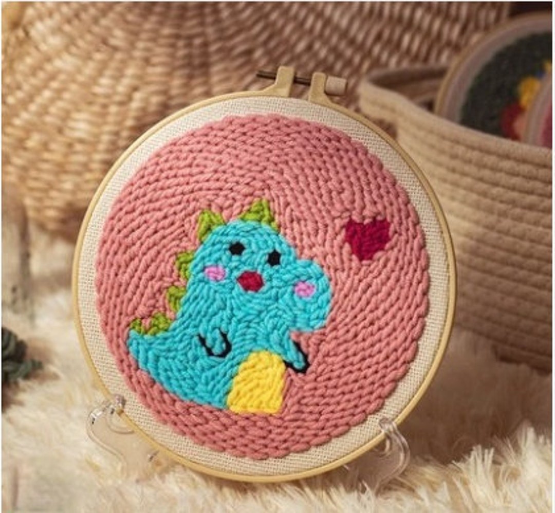 Animal Adjustable Embroidery Hand Kit / Yarn Embroidery / Perforated Embroidery Kit / Embroidery