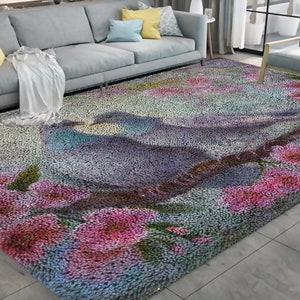 Latch Hook Rug Kits Seaside Eagle Carpet Needlework Package Latch Hook Kit DIY Latch Kits Rug for Adults/Kids Home Decor