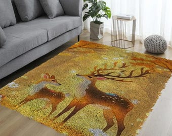 Sika Deer Latch Hook Rug Unfinished Embroidery Carpet
