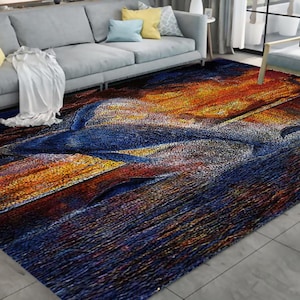 Beautiful scenery Lock Hook Rug Kit Lock Hook DIY Crochet Yarn Rug Craft Kit with Colorful Preprinted Pattern Designs for Adult Kids