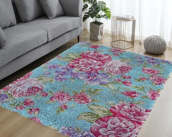 Vintage Flower Latch Hook Rug - Retro Design for a Cozy Home Vibe