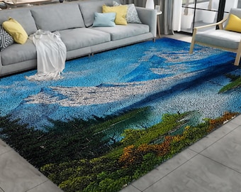 DIY Latch Hook Rug Kit: Landscape Tapestry, Chunky Yarn Crafts