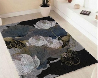 Lotus Lock Hook Rug Kit Needlework Carpet for Adults/Kids