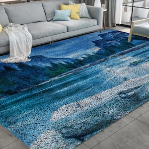 Latch Hook Rug Kits Seaside Eagle Carpet Needlework Package Latch Hook Kit DIY Latch Kits Rug for Adults/Kids Home Decor