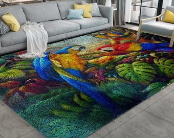 DIY Latch Hook Rug Kit: Parrot Embroidery Needlework Craft