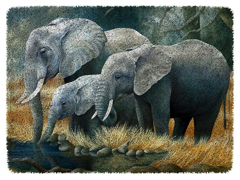 Elephants Latch Hook Kits Carpet Needlework Package Latch Hook Kit DIY