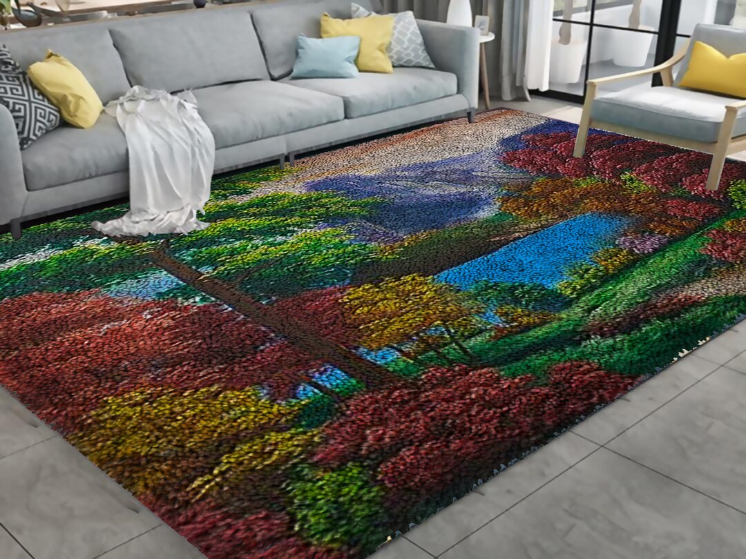 Let Hook Rug Kit Latch Hook Rug Kit: DIY Embroidery Needlework - Landscape Scene - Etsy