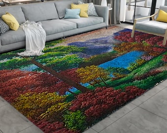 Latch Hook Rug Kit: DIY Embroidery Needlework - Landscape Scene