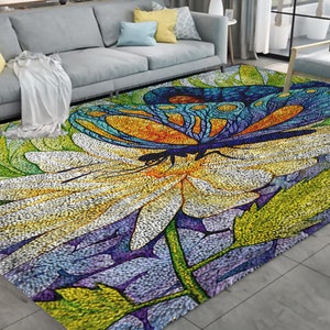 Beautiful scenery Lock Hook Rug Kit Lock Hook DIY Crochet Yarn Rug Craft Kit with Colorful Preprinted Pattern Designs for Adult Kids