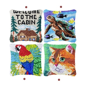 Tier Kissen Knüpfhaken Kit Rug Canvas Strickkissen Stickerei Schloss 16 "x16" (40x40 cm) Teppich Häkeln Kreuzstich Fomiaran